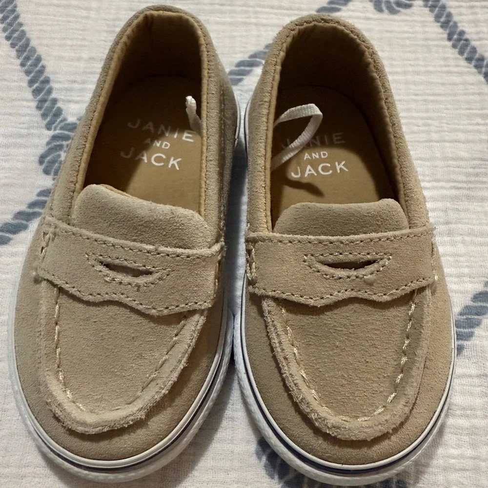 Janie and Jack Beige Baby Moccasins
